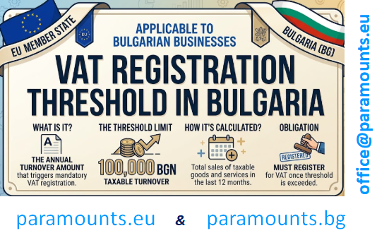 Missing the 7-day VAT registration window in Bulgaria can cost you thousands in fines. Today, I’m showing you exactly how to track your turnover so you never miss the deadline, office@paramounts.eu https://paramounts.eu/ https://paramounts.bg/en/home/ , #VATBulgaria, #BulgarianTax, #BusinessGrowth, #AccountingTips, #SofiaBusiness, #TaxThreshold, #EntrepreneurBulgaria ,#VATRegistration, #ComplianceBulgaria The VAT registration threshold in Bulgaria is €51,130 of taxable turnover per calendar year. You must track your cumulative turnover daily. Once the threshold is crossed, you have 7 days to apply for mandatory registration via the National Revenue Agency (NRA) portal. Key Threshold and Registration RulesReference Period: The threshold is monitored on a strict calendar-year basis (January 1 to December 31).Voluntary Registration: You can voluntarily register for VAT at any time before reaching the limit, which allows you to recover input VAT on business expenses. Foreign/Non-EU Businesses: There is no threshold for non-resident businesses; they generally must register prior to making any local taxable supplies. Accounting for VAT Standard Rate: 20% on most goods and services.Reduced Rates: 9% for hotel accommodation, books, and certain restaurant and catering services.Reporting: All VAT-registered businesses must submit a monthly VAT return and maintain detailed sales and purchase ledgers. Deadlines: Returns and any VAT payments are due by the 14th day of the month following the reporting period. VIES declarations (for EU sales) are also due by the 14th. In Bulgaria, zero-rated (0% VAT) supplies are taxable transactions where no VAT is charged, but businesses retain the right to reclaim input VAT. https://paramounts.eu/ https://paramounts.eu/about-why-paramount/ https://paramounts.eu/accounting-services-payroll/